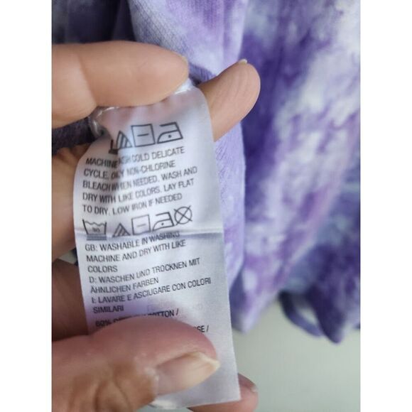 Isaac Mizrahi Purple/White Tie Dye Marbled Cotton Blend Knit Cardigan size 2X - Picture 8 of 8